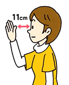 指がはっきり見える距離が11cmより手前の状態